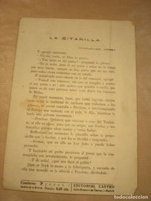 Libros antiguos: la gitanilla, editorial Castro, Producción Cifesa, folletín de los años 30, cuaderno nº 7